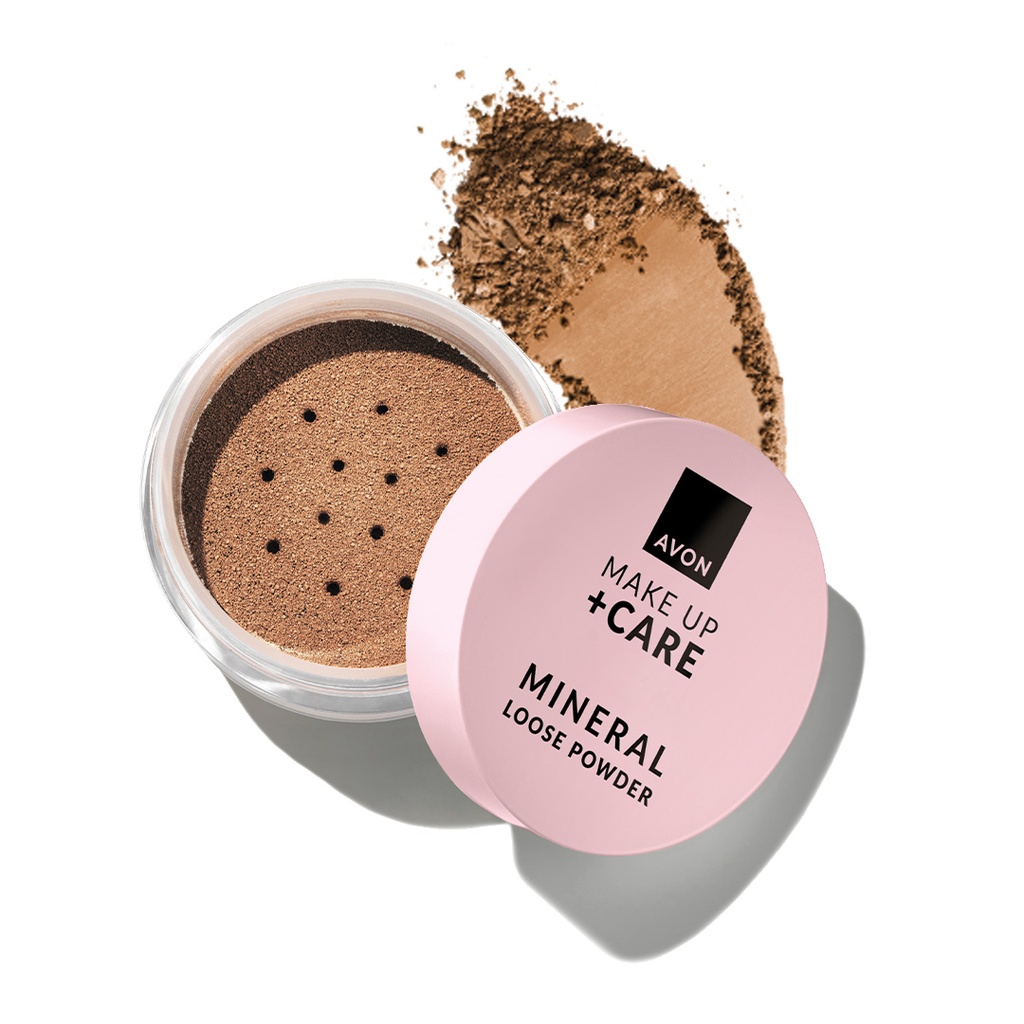 AVON MAKE UP PLUS CARE MINERAL LOOSE POWDER - MEDIUM DEEP