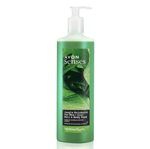 [1530303] Avon Senses Jungle Rainburst For Men Hair and Body Wash 720ML