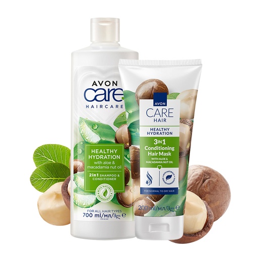 [1059] PACK OFFER AVON CARE HAIRCARE  ALOE AND MACADAMIA C02 2026