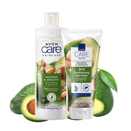 [1058] PACK OFFER AVON CARE HAIRCARE  AVOCADO AND ALMOND  C02 2026