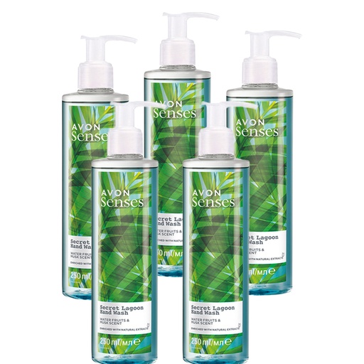 [610] pack offer AVON SENSES SECRET LAGOON LIQUID SOAP 250ML C10 2025