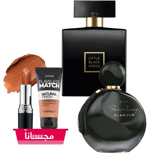 [2635] Black Friday Offer fragrances Far Away Glamour& LITTLE BLACK DRESS + SHIMMER LIPSTICK & FLAWLESS LIQUID FDNFree  C11 2025